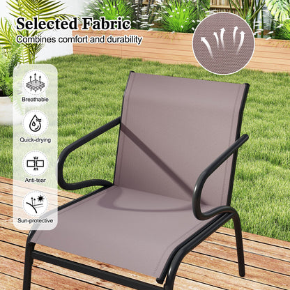 Modern Patio Chairs Set of 2 with Breathable Fabric for Porch-Coffee - Tampa Home & Garden Store
