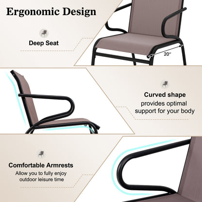 Modern Patio Chairs Set of 2 with Breathable Fabric for Porch-Coffee - Tampa Home & Garden Store