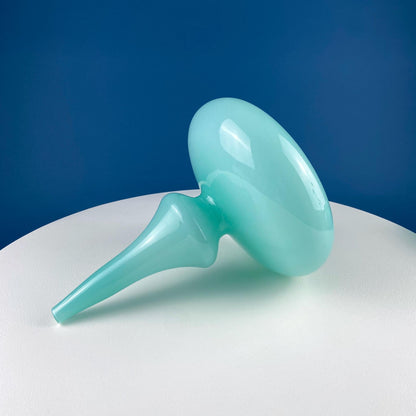 Modern Sky Blue Hand Blown Curvilinear Glass Vase. Beautiful Smooth Opaque Lt. Blue Glass Modern Home Decor. Interior Design Ideas. - Tampa Home & Garden Store