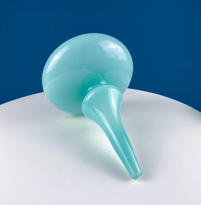 Modern Sky Blue Hand Blown Curvilinear Glass Vase. Beautiful Smooth Opaque Lt. Blue Glass Modern Home Decor. Interior Design Ideas. - Tampa Home & Garden Store
