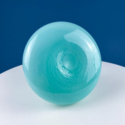 Modern Sky Blue Hand Blown Curvilinear Glass Vase. Beautiful Smooth Opaque Lt. Blue Glass Modern Home Decor. Interior Design Ideas. - Tampa Home & Garden Store