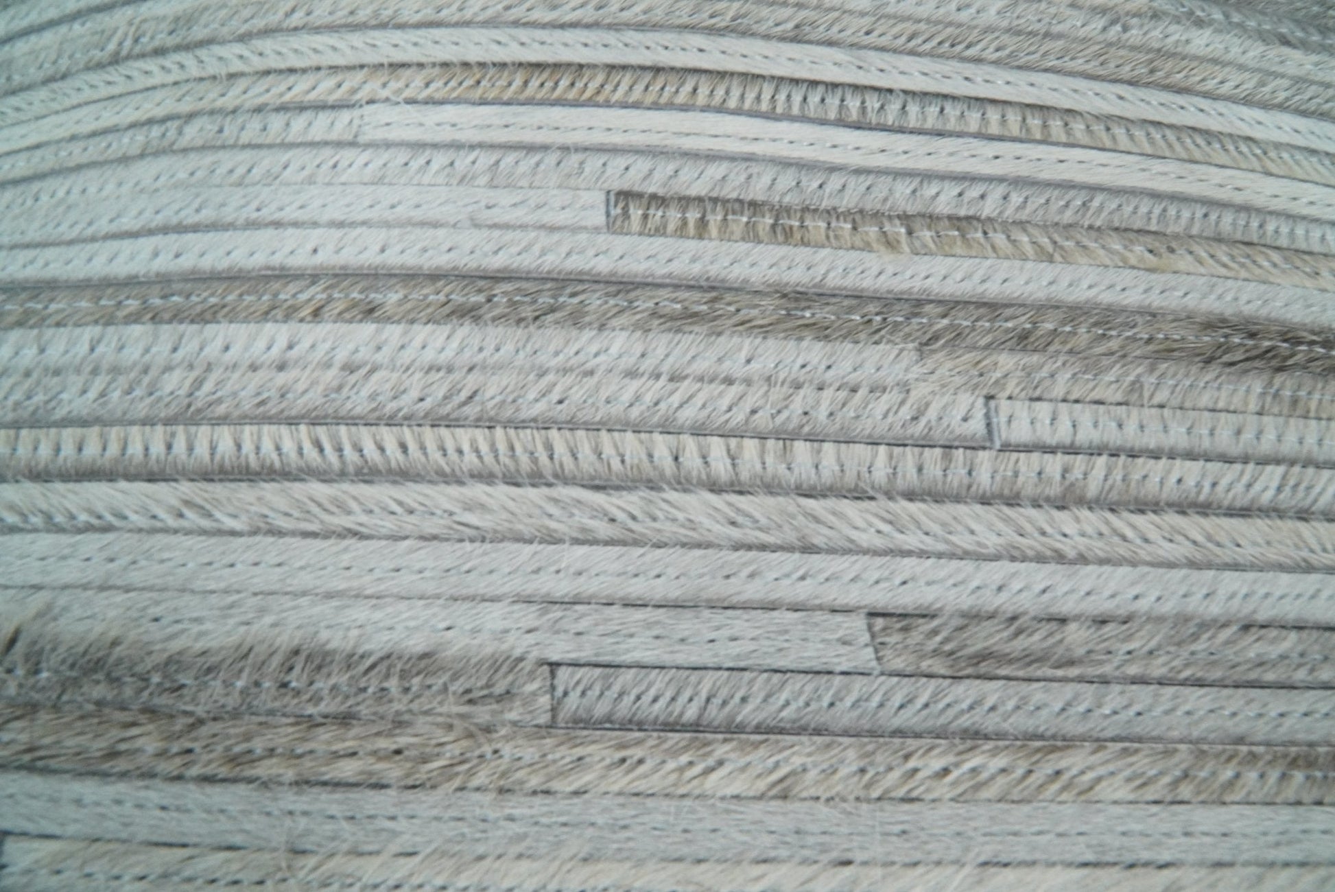 Modern Stripes Ivory and Gray Genuine leather Pillow with Insert, Cushion | PL16 - Tampa Home & Garden Store