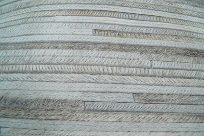 Modern Stripes Ivory and Gray Genuine leather Pillow with Insert, Cushion | PL16 - Tampa Home & Garden Store