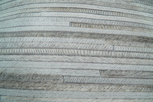 Modern Stripes Ivory and Gray Genuine leather Pillow with Insert, Cushion | PL16 - Tampa Home & Garden Store