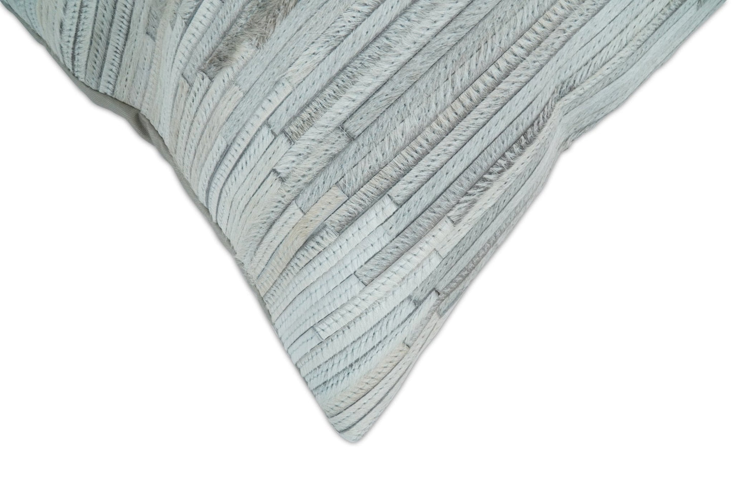 Modern Stripes Ivory and Gray Genuine leather Pillow with Insert, Cushion | PL16 - Tampa Home & Garden Store