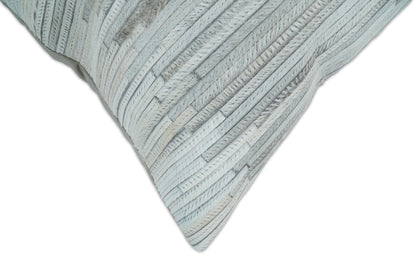 Modern Stripes Ivory and Gray Genuine leather Pillow with Insert, Cushion | PL16 - Tampa Home & Garden Store