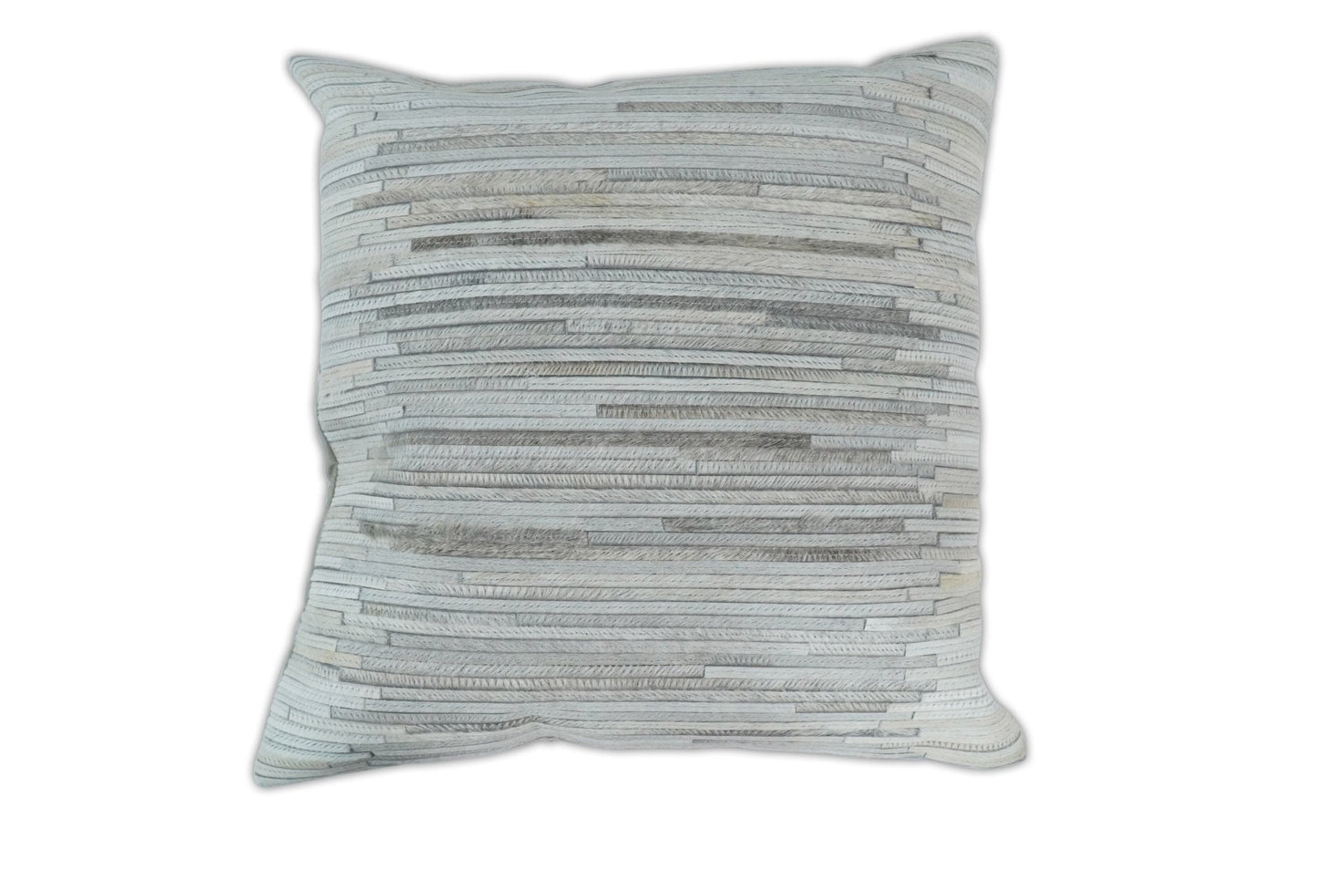 Modern Stripes Ivory and Gray Genuine leather Pillow with Insert, Cushion | PL16 - Tampa Home & Garden Store