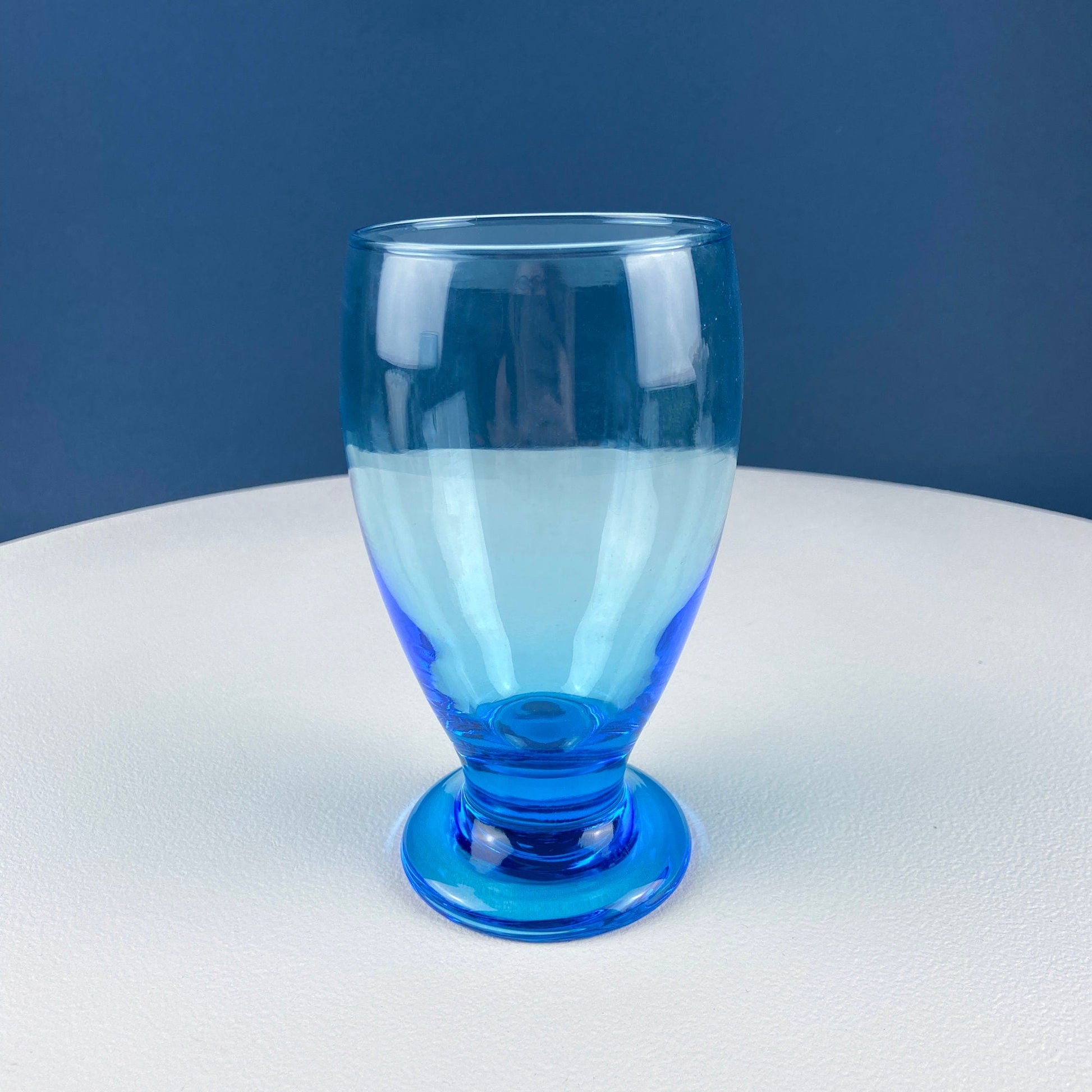 Modern Topaz Stemmed Tumblers. Set of Six Footed Juice Glasses. Blue Kitchen Decor. Dining Room Decor. Collectible Glasses. Wedding Gift. - Tampa Home & Garden Store