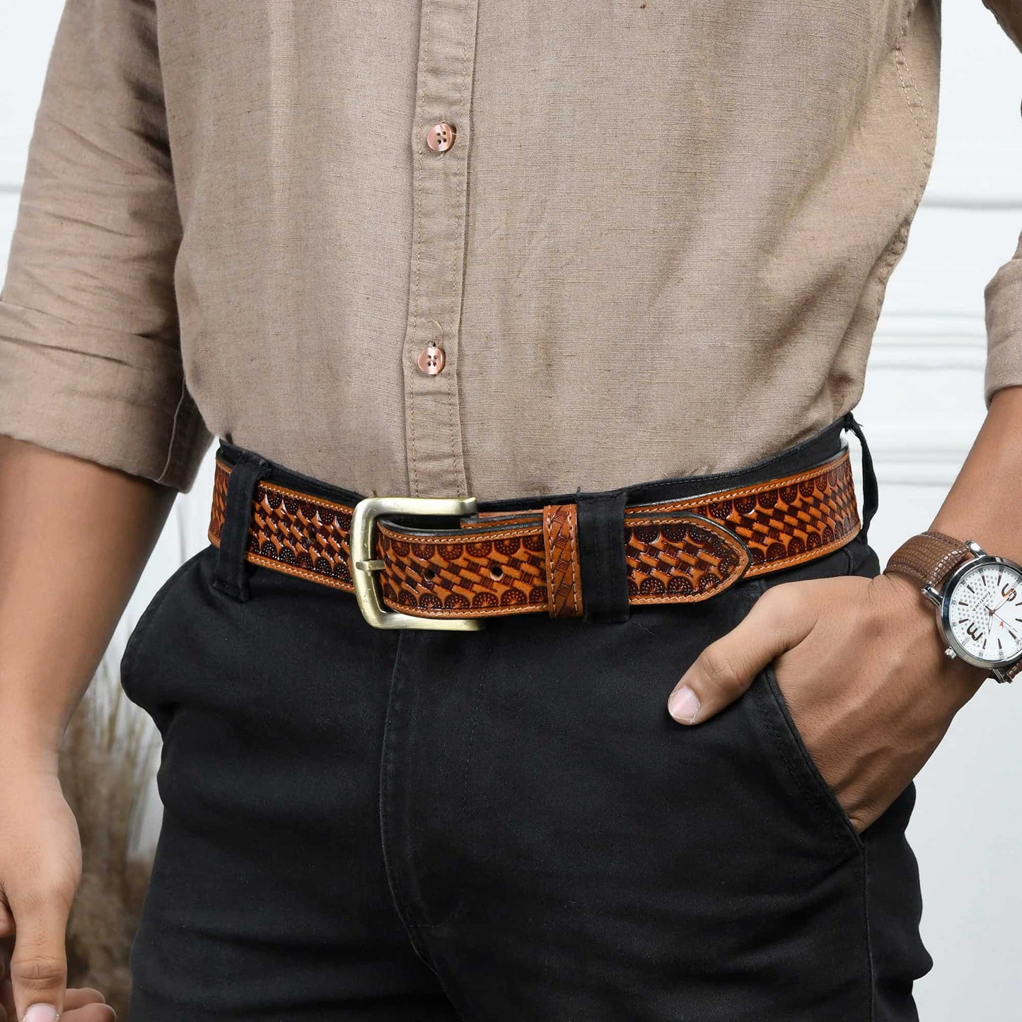 Modern Western Leather Belt - Tampa Home & Garden Store