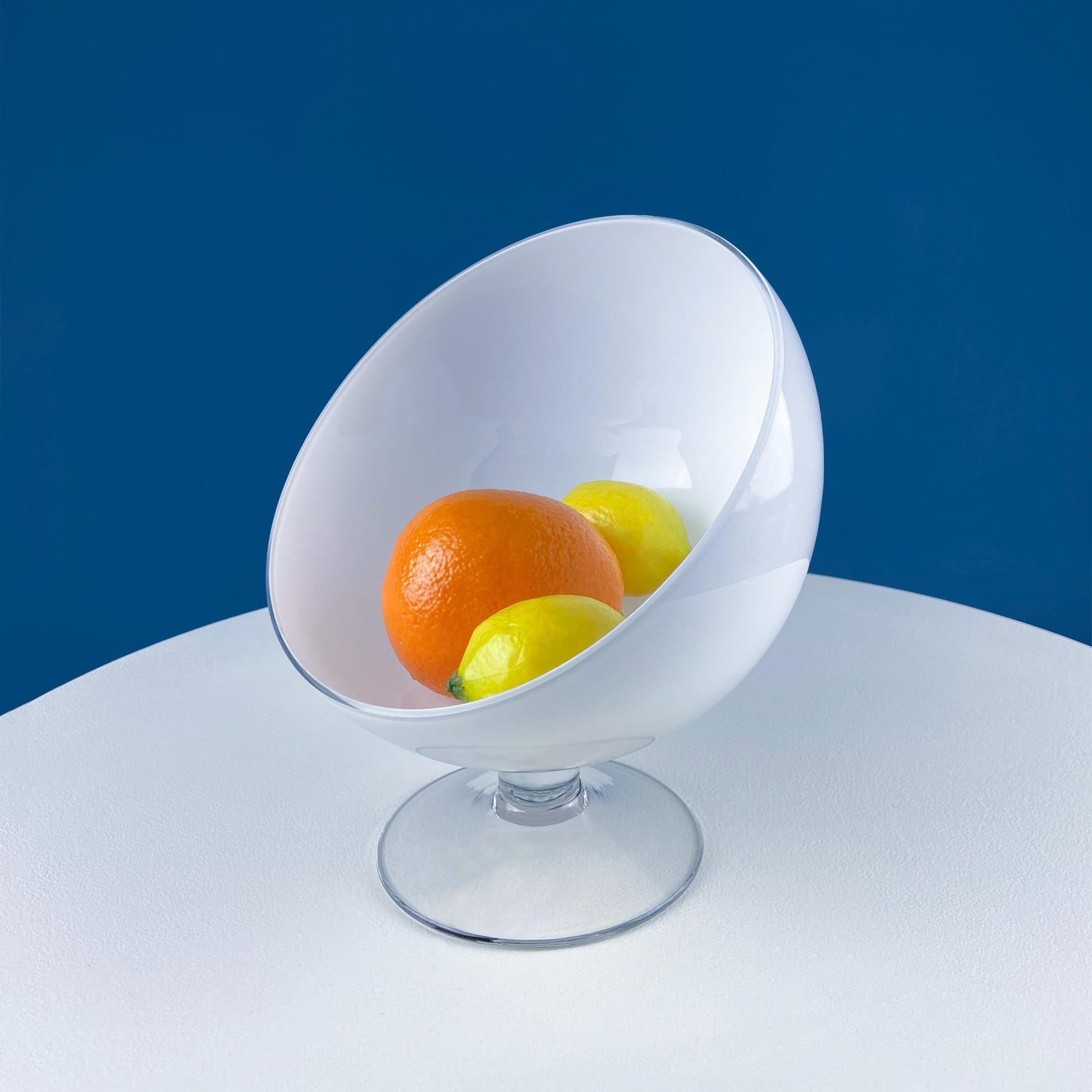 Modern White & Clear Glass Vase with Swirl Handle. Unique White Cased Hand Blown Art Glass with Scroll. Bath Storage. Interior Design Ideas. - Tampa Home & Garden Store