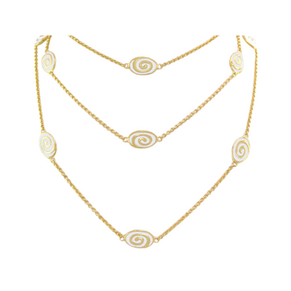 Signature Swirl Necklace, gold-tone chains with white enamel spirals by Lauren G Adams on Tampa Home & Garden Store