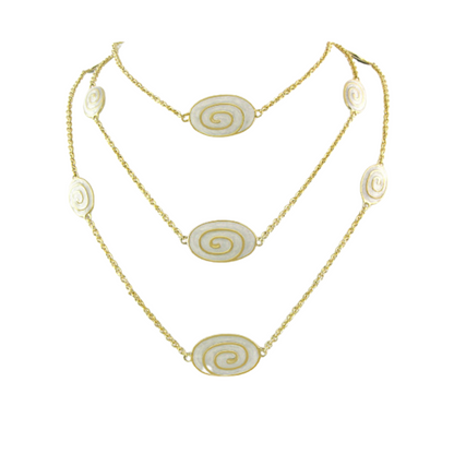 Signature Swirl Necklace by Lauren G Adams, gold-tone layered chain with spiral shell pendants on Tampa Home & Garden Store