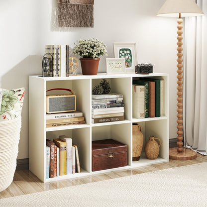 Estantería moderna de 6 cubos con kit antivuelco para dormitorio y sala de estar - Blanca