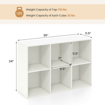 Estantería moderna de 6 cubos con kit antivuelco para dormitorio y sala de estar - Blanca