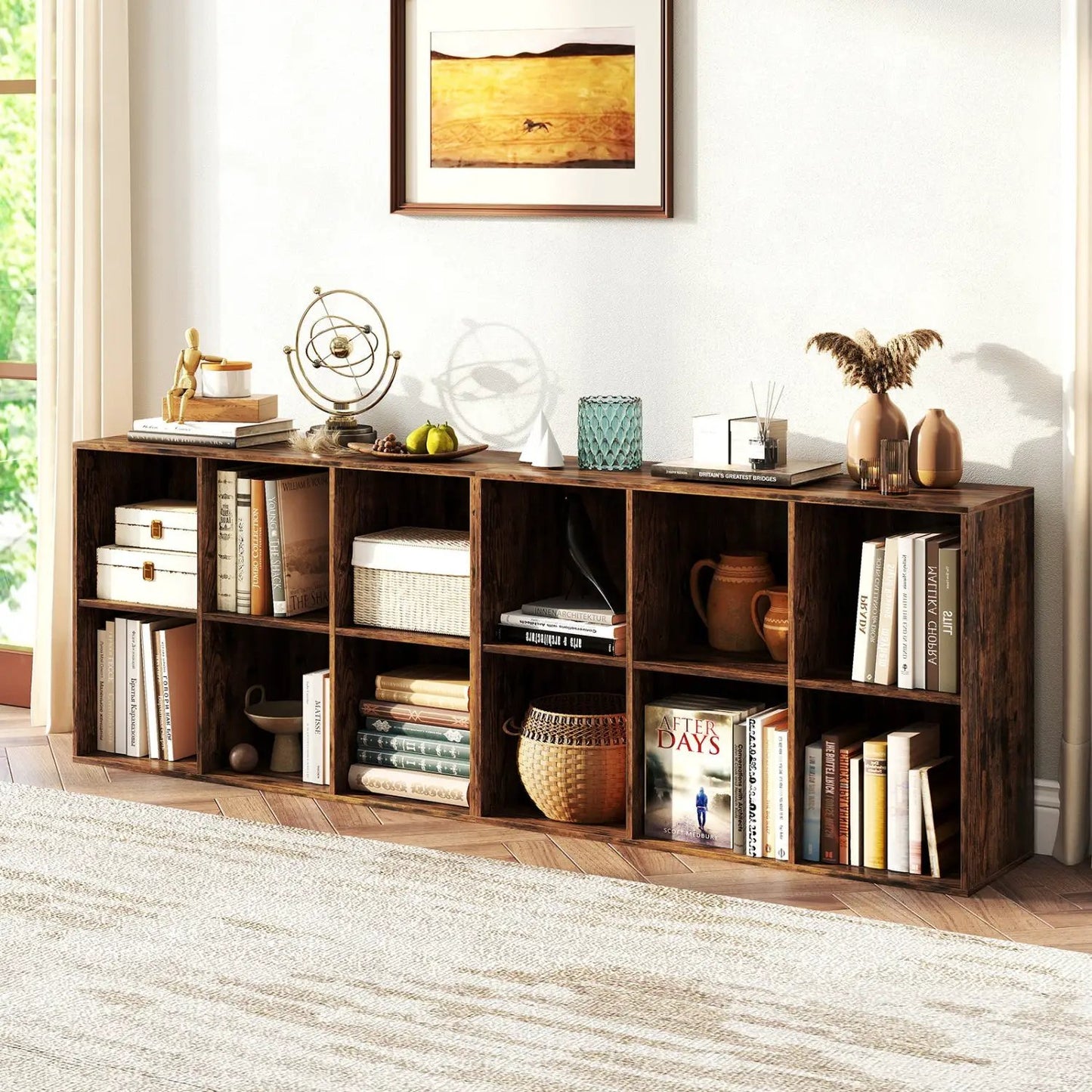 6-Cube Bookcase with Anti-Tipping Kit Rustic