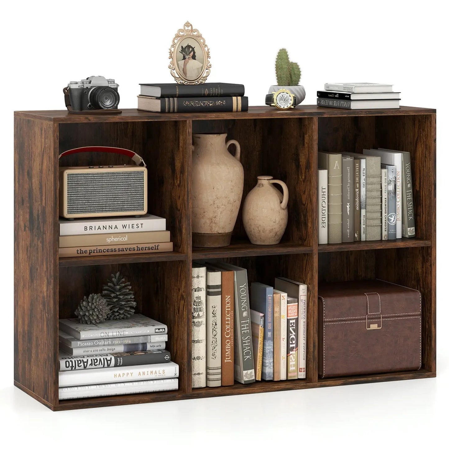 6-Cube Bookcase with Anti-Tipping Kit Rustic