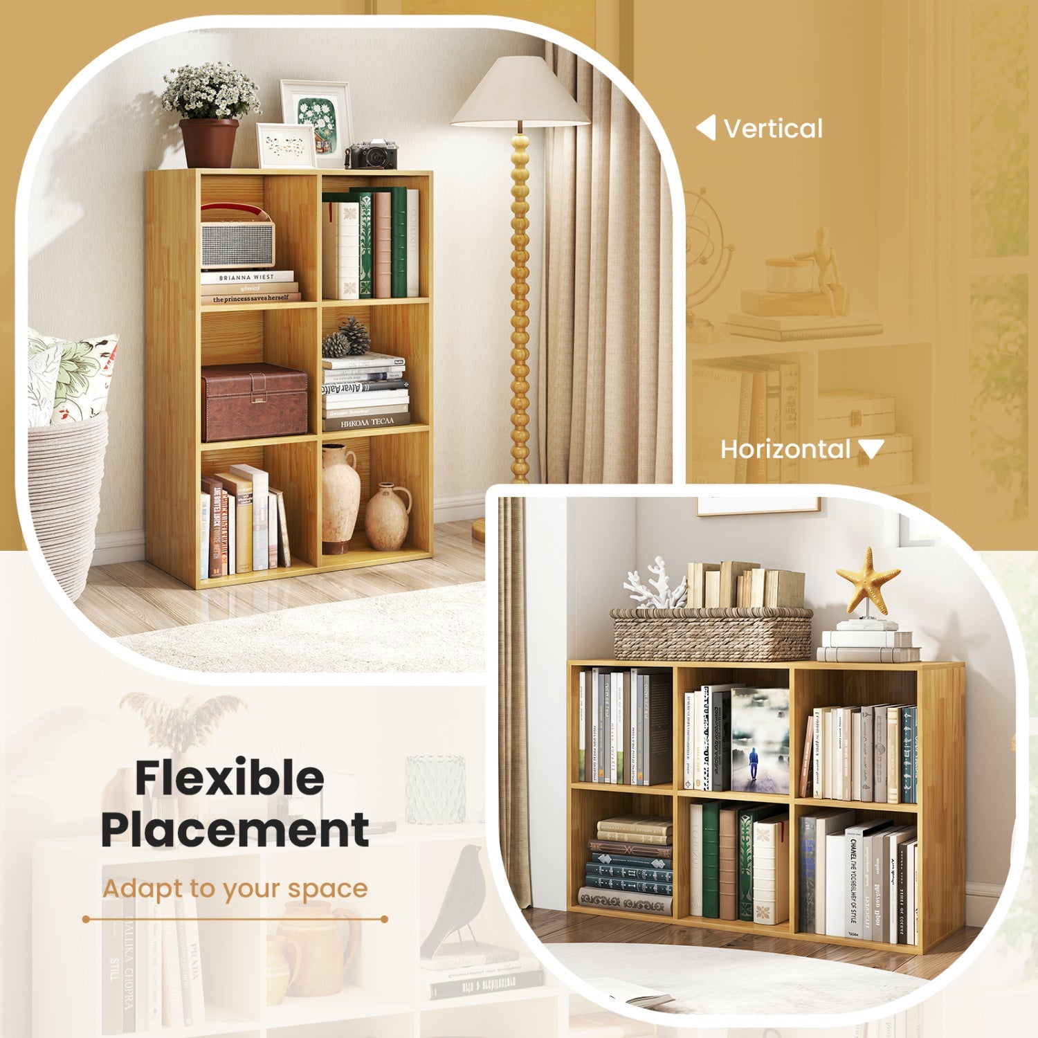 6-Cube Bookcase with Anti-Tipping Kit in Burlywood by DirectDeals, wooden modular storage on Tampa Home & Garden Store