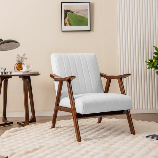 Sillón moderno con apoyabrazos y almohadillas de fieltro - Beige