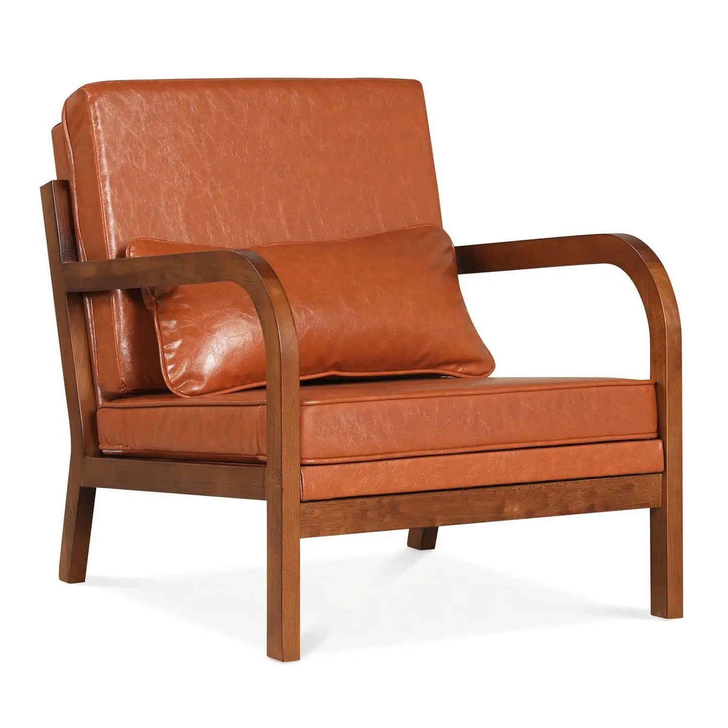 Modern Accent Chair Faux Leather and Linen
