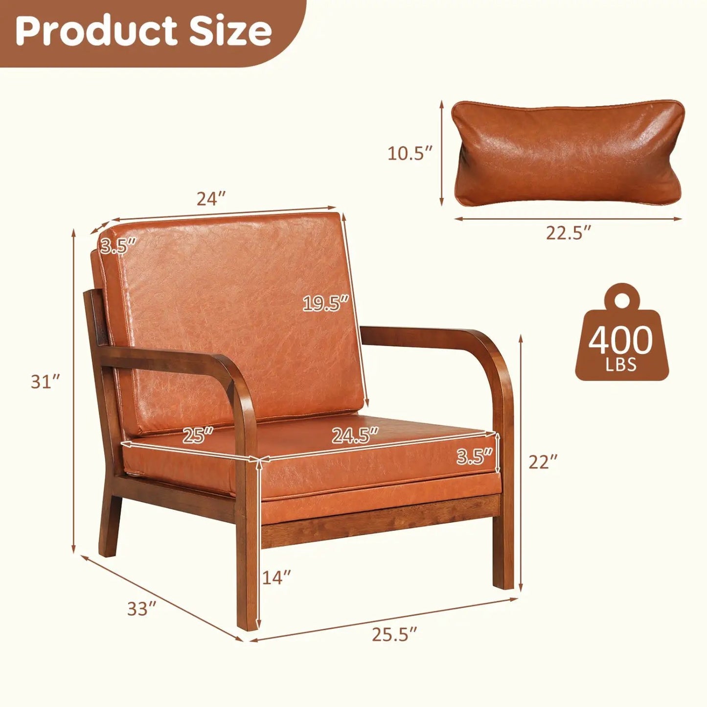 Modern Accent Chair Faux Leather and Linen