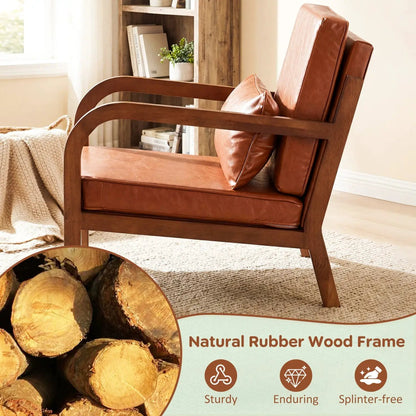 Modern Accent Chair Faux Leather and Linen