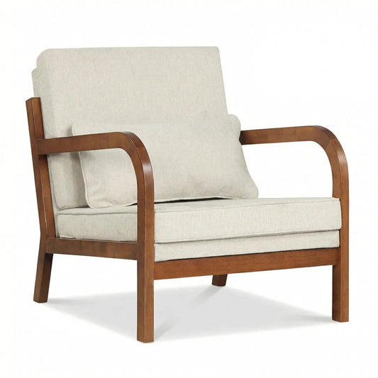 Modern Accent Chair Faux Leather and Linen