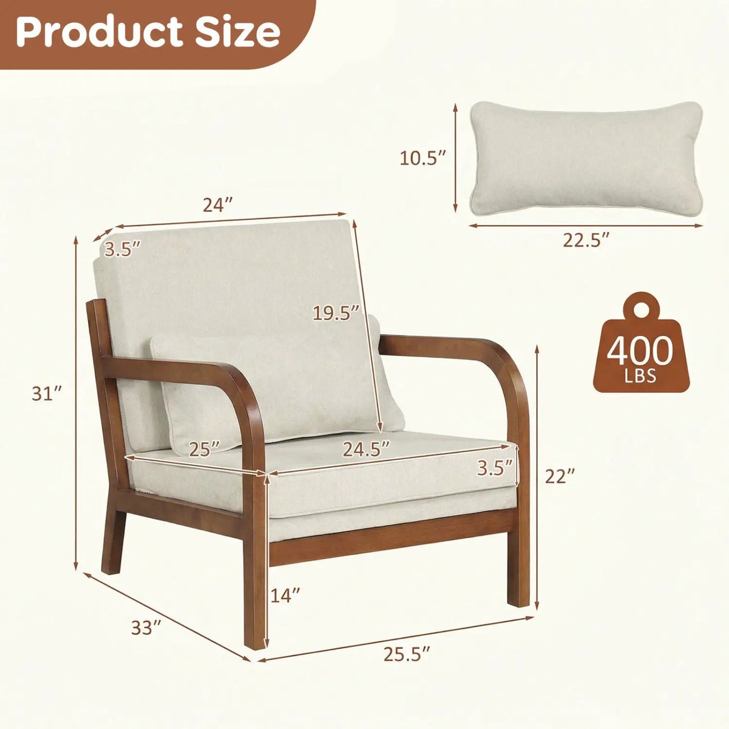 Modern Accent Chair Faux Leather and Linen