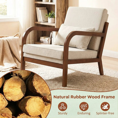 Modern Accent Chair Faux Leather and Linen