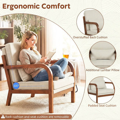 Modern Accent Chair Faux Leather and Linen