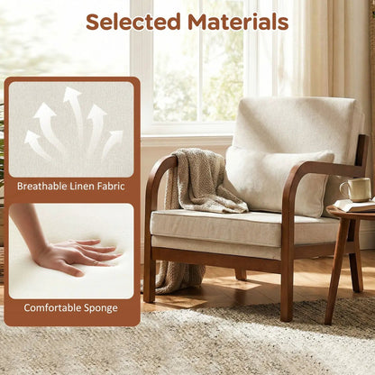 Modern Accent Chair Faux Leather and Linen