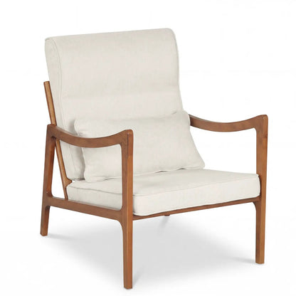 Modern Accent Chair With Rubber Wood Faux Leather