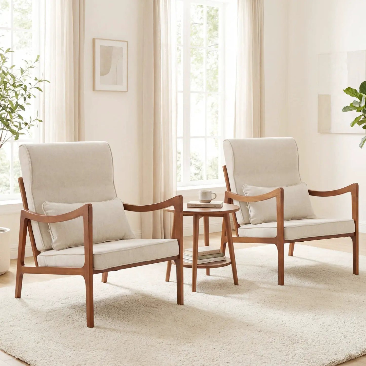 Modern Accent Chair With Rubber Wood Faux Leather
