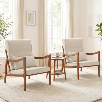 Modern Accent Chair With Rubber Wood Faux Leather