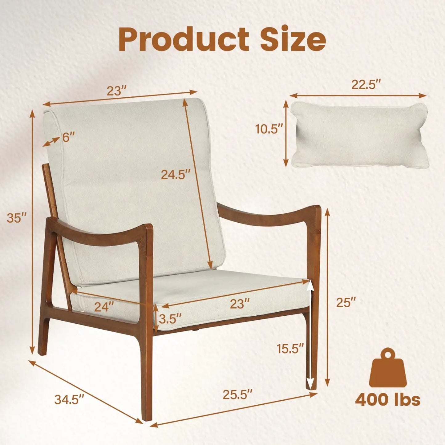Modern Accent Chair With Rubber Wood Faux Leather