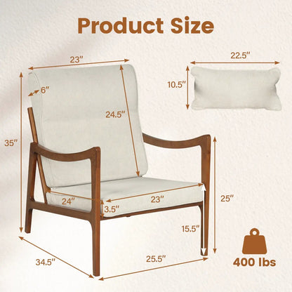 Modern Accent Chair With Rubber Wood Faux Leather