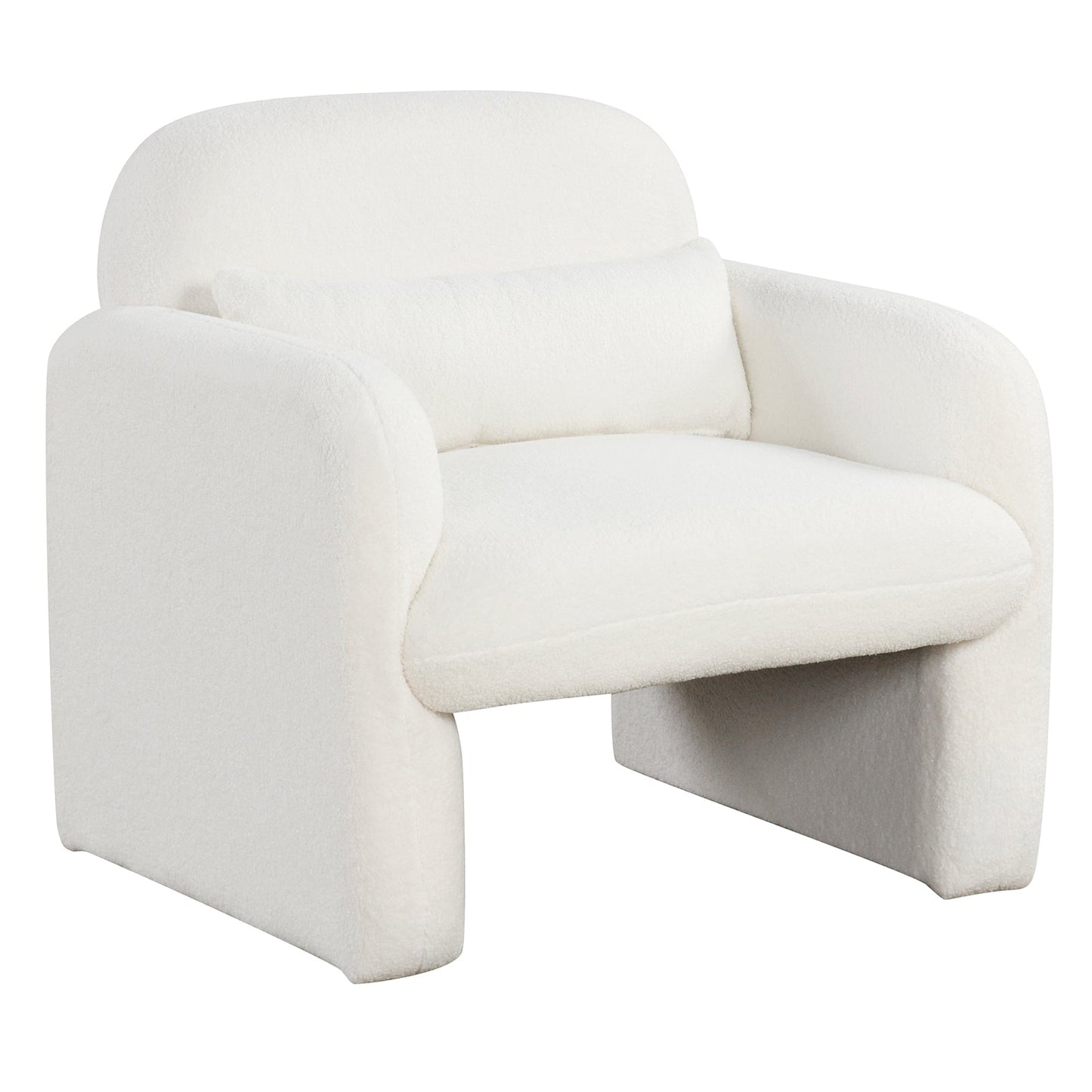 Sillón Moderno con Almohada Lumbar y Reposabrazos para Salón o Dormitorio - Beige