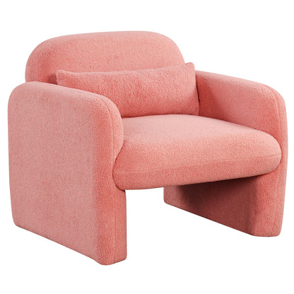 Sillón Moderno con Almohada Lumbar y Reposabrazos para Salón o Dormitorio - Beige