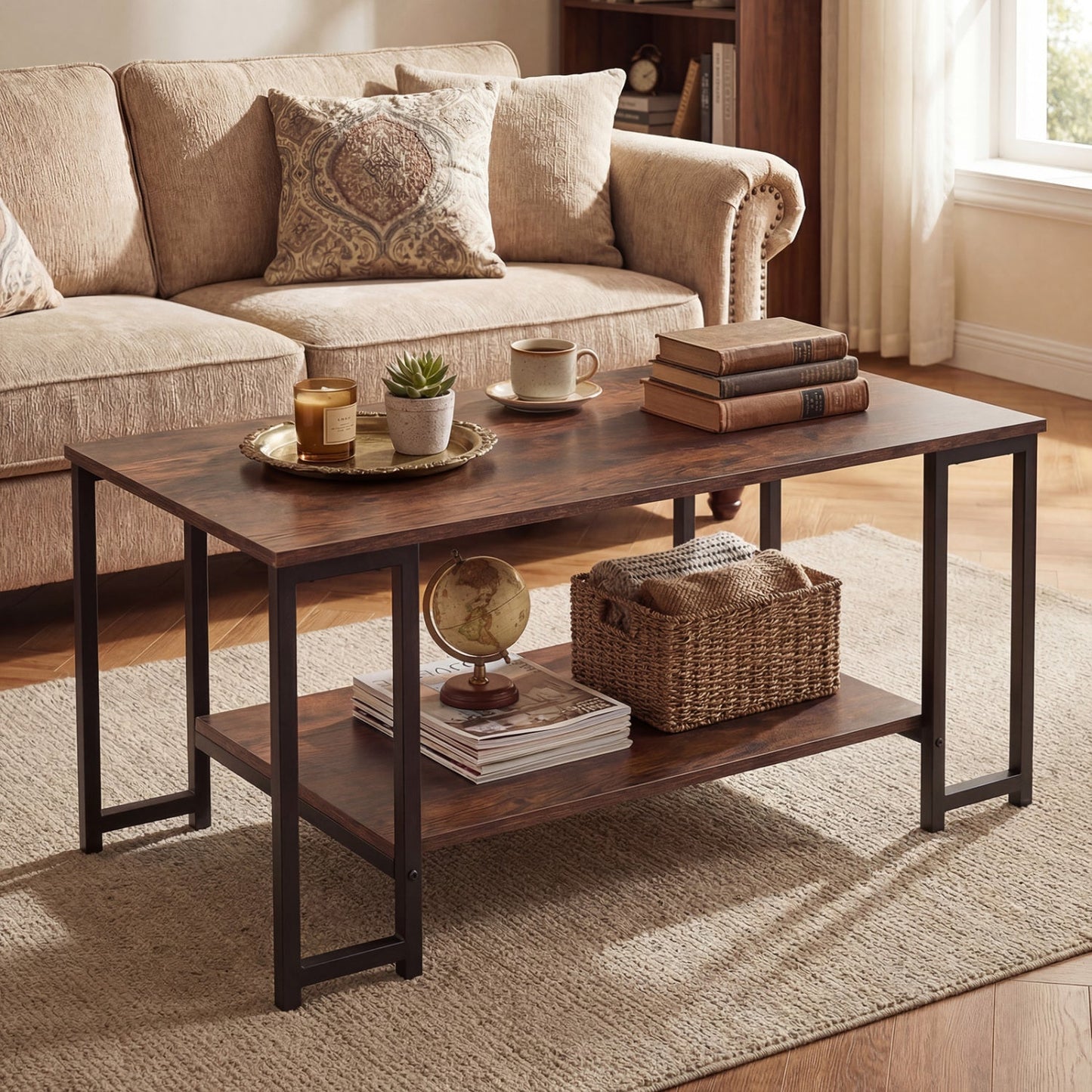 Modern Accent Table with Open Storage Shelf