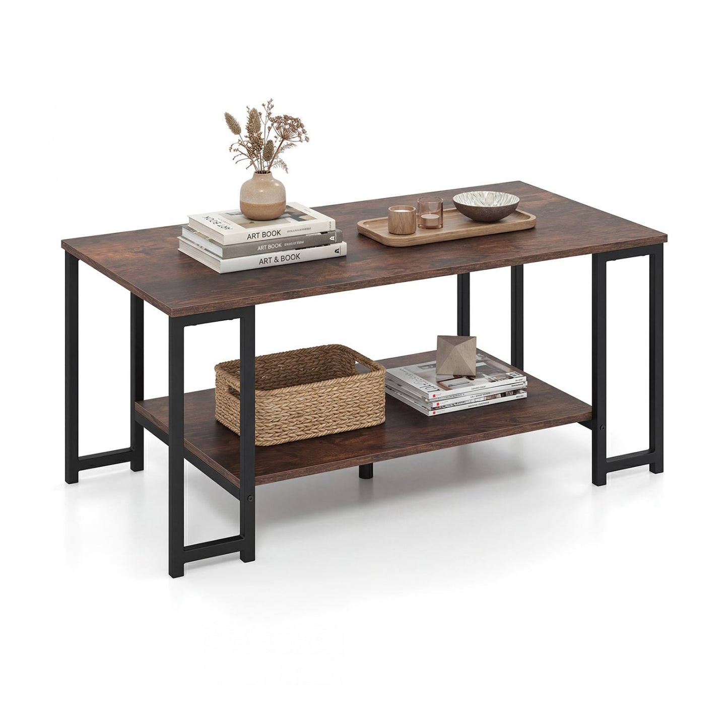 Modern Accent Table with Open Storage Shelf