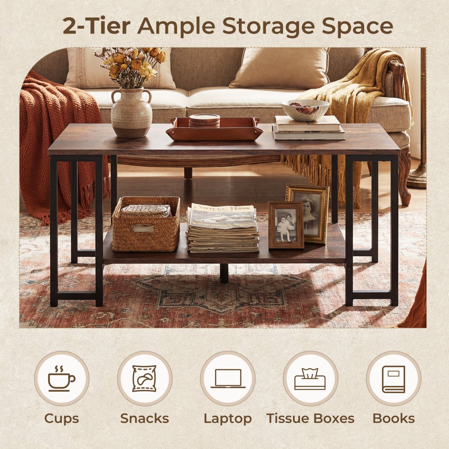 Modern Accent Table with Open Storage Shelf