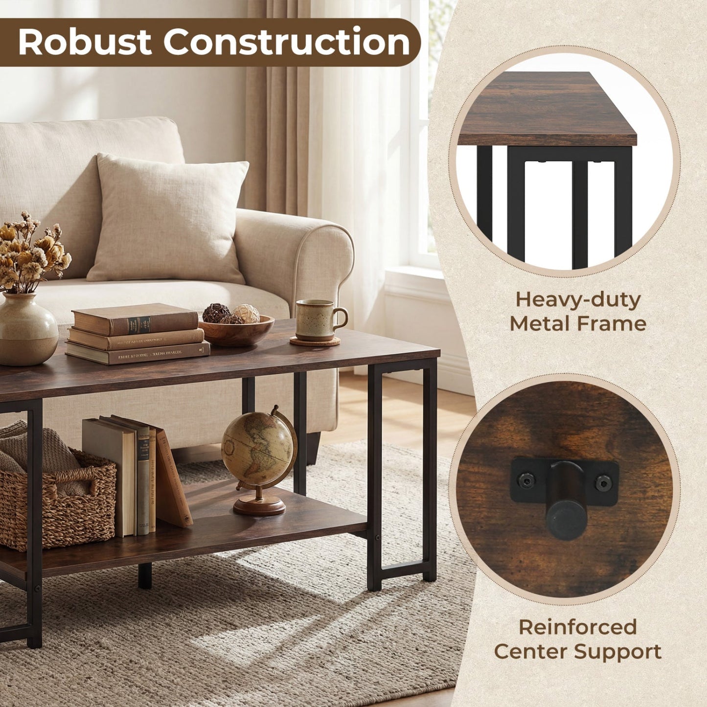 Modern Accent Table with Open Storage Shelf