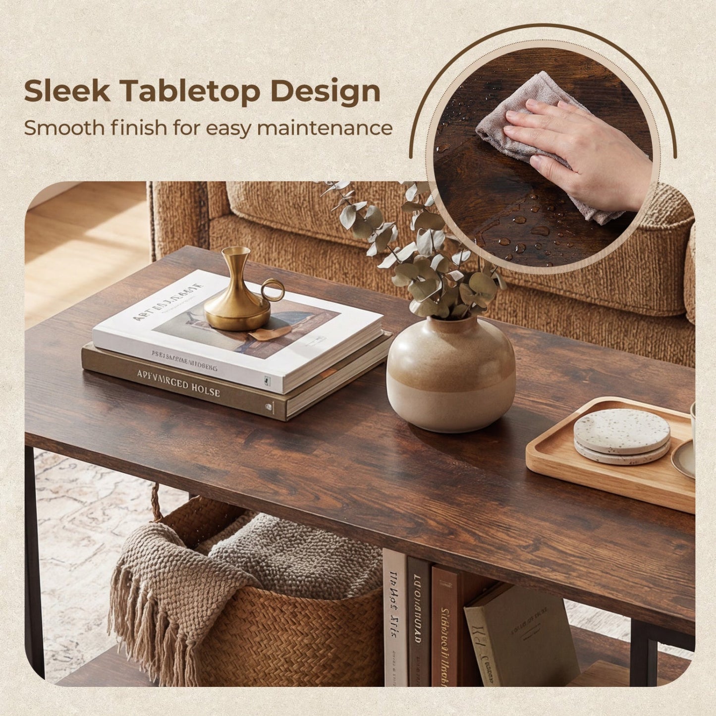 Modern Accent Table with Open Storage Shelf
