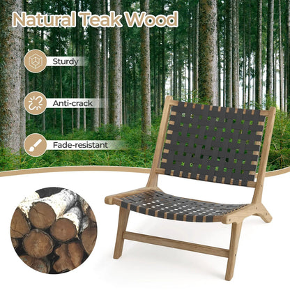 Modern Armless Teak Lounge Chair with Nylon Back