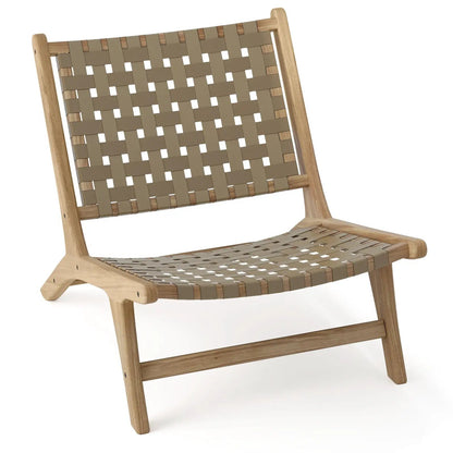 Modern Armless Teak Lounge Chair with Nylon Back