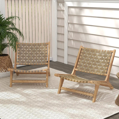 Modern Armless Teak Lounge Chair with Nylon Back