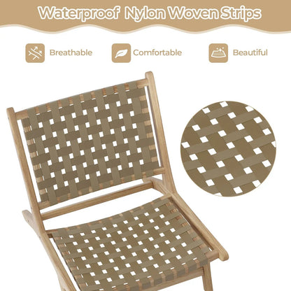 Modern Armless Teak Lounge Chair with Nylon Back