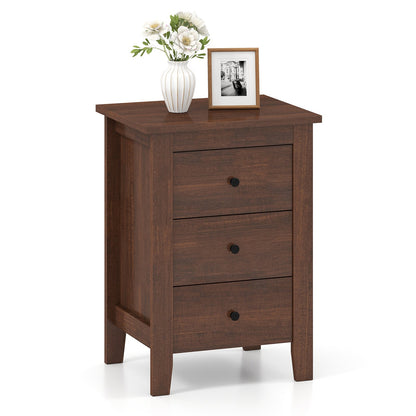 Nightstand End Beside Table Drawers Modern Storage Bedroom Furniture-Black
