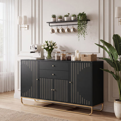 Modern buffet sideboard cabinet by DirectDeals with 2 drawers and adjustable shelves in black on Tampa Home & Garden Store