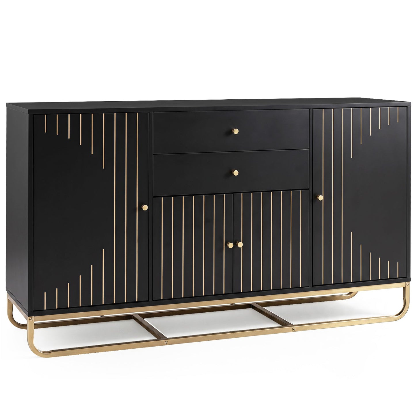 Modern buffet sideboard cabinet with 2 drawers, black finish and gold trim DirectDeals on Tampa Home & Garden Store