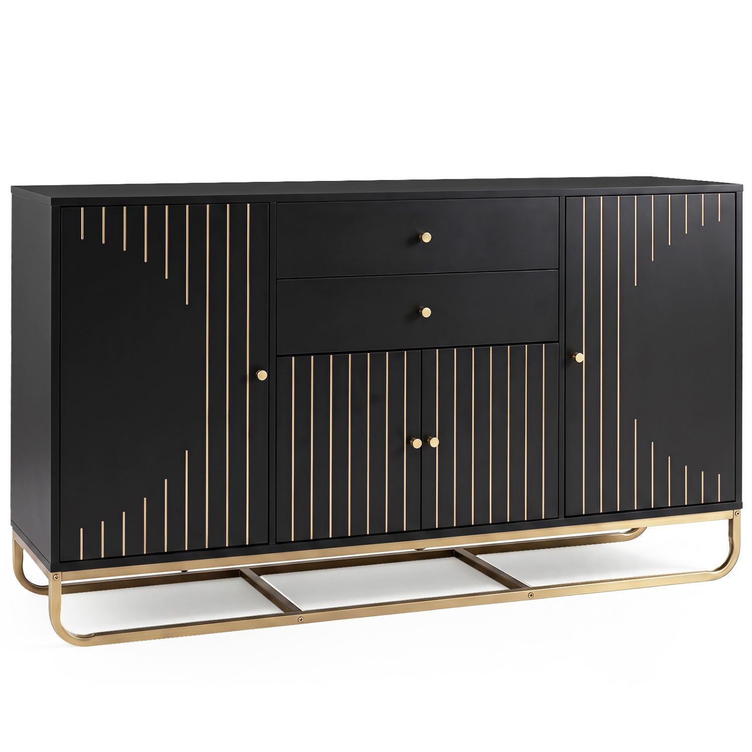 Modern buffet sideboard cabinet with 2 drawers, black finish and gold trim DirectDeals on Tampa Home & Garden Store